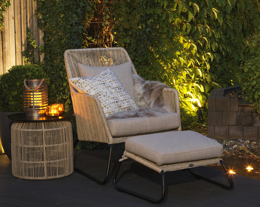 Lounge Gartensessel MIDWAY Kunstrattan beige incl. Sitzkissen