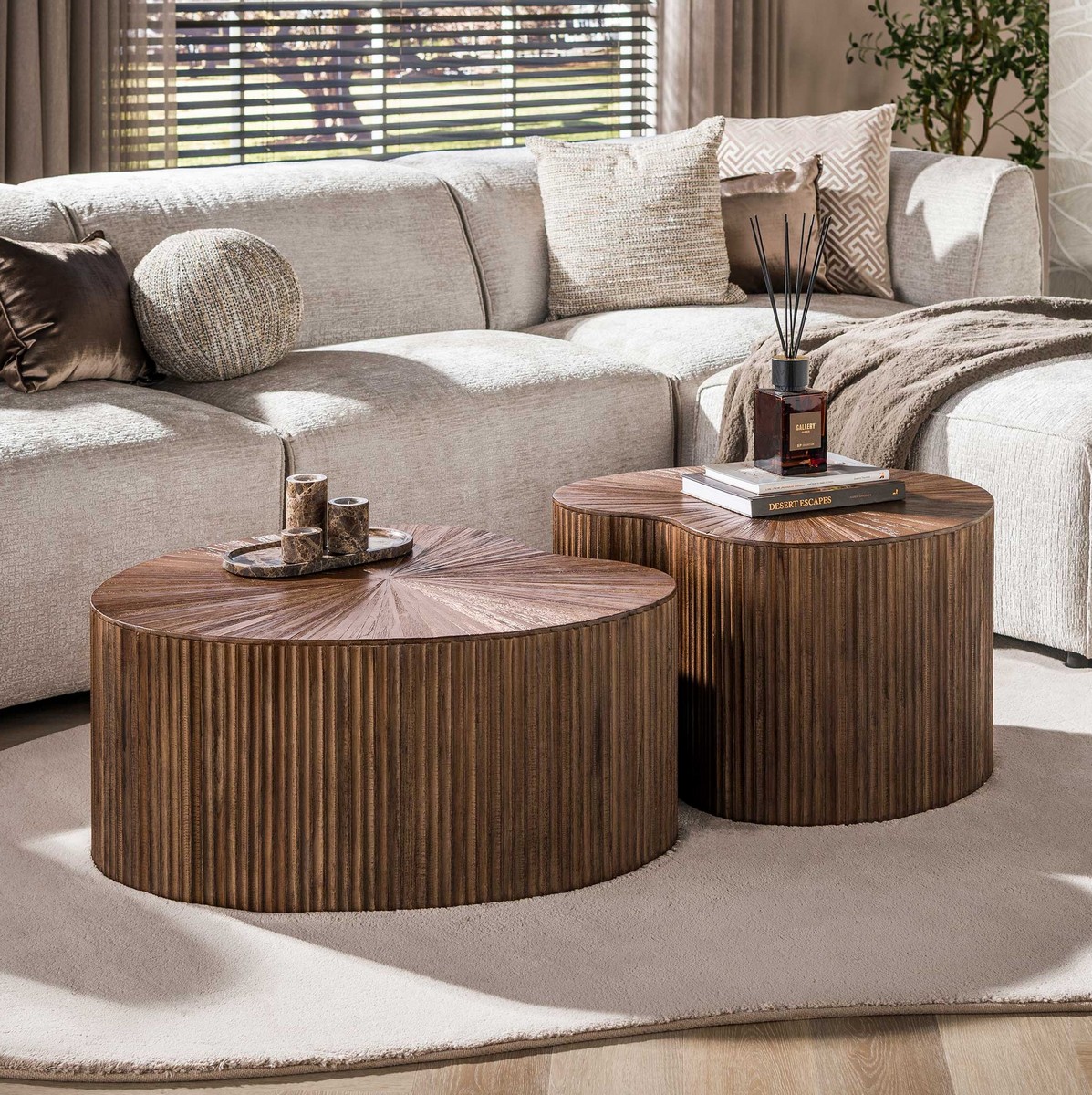 Couchtisch Set SORRENTO 2er Set Mango massiv Espresso braun