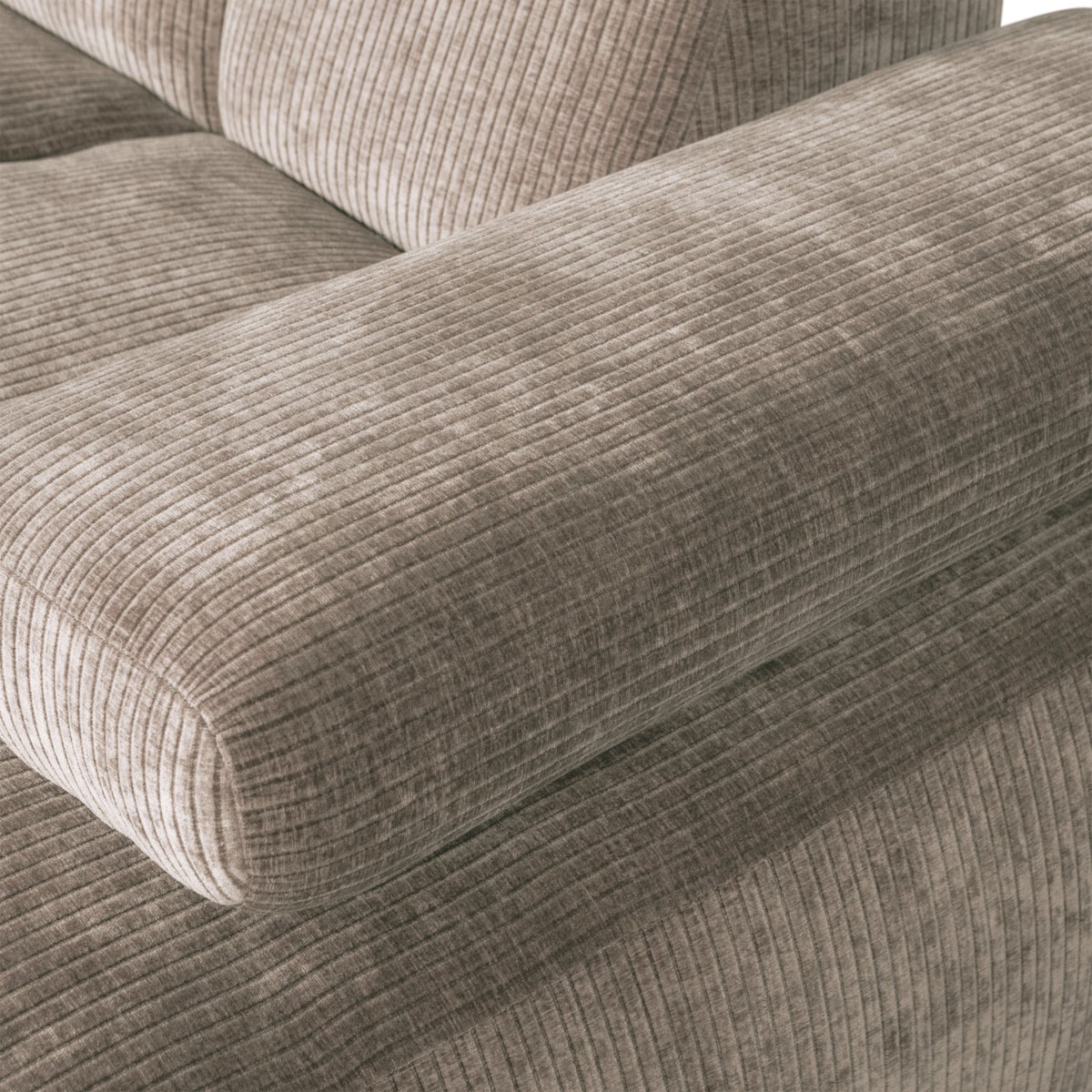 woood Chaiselongue Sofa MOJO links gerippter Stoff dunkelsand