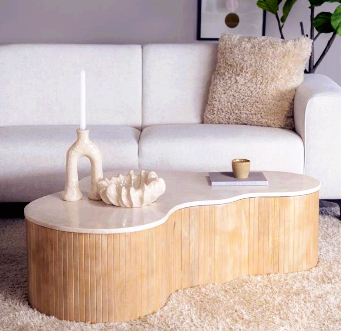 Couchtisch MIRA 129 cm Marmor Naturstein organisch