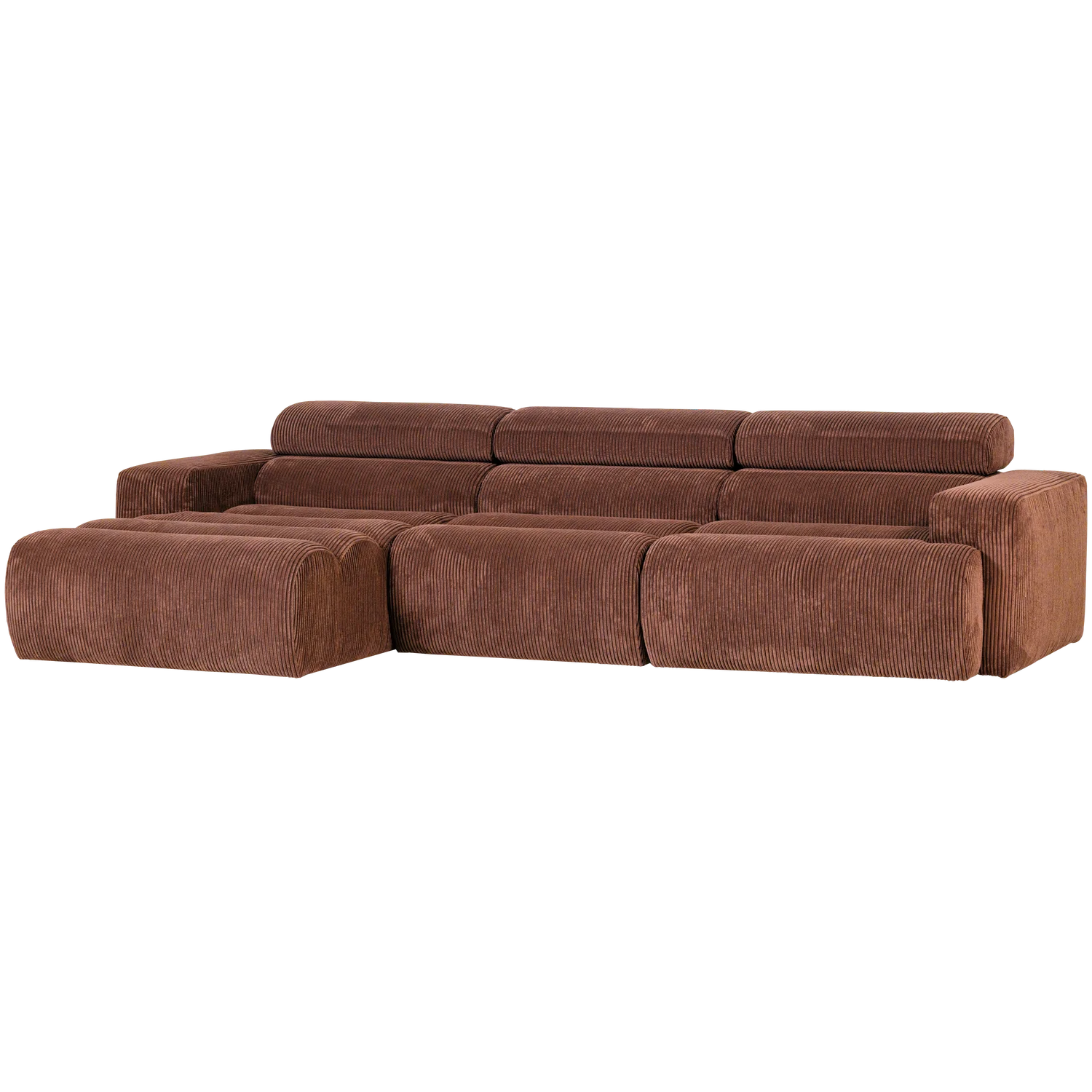 Ecksofa Sofa NOVI Bezug Rippstoff terra Chaiselongue links