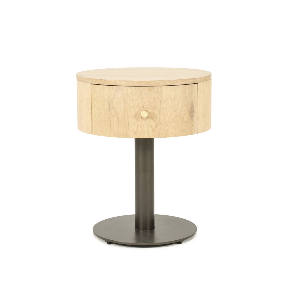 Nachtschränkchen Skye H 60 cm Eiche Massivholz hellbraun Metall Nachttisch
