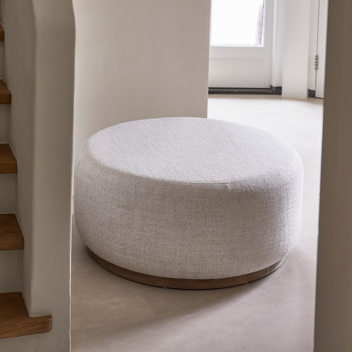 Rivièra Maison Pouf Babylon mit Tablett Large Weiß/Natur