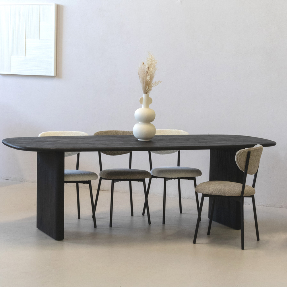 Esstisch AGIN oval 240 x 100 cm schwarz Mango Holz