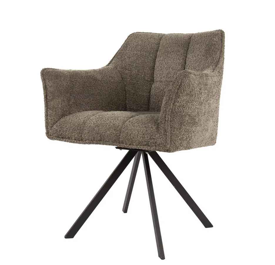 2er Set Armlehnstuhl Fino Boucle taupe drehbar