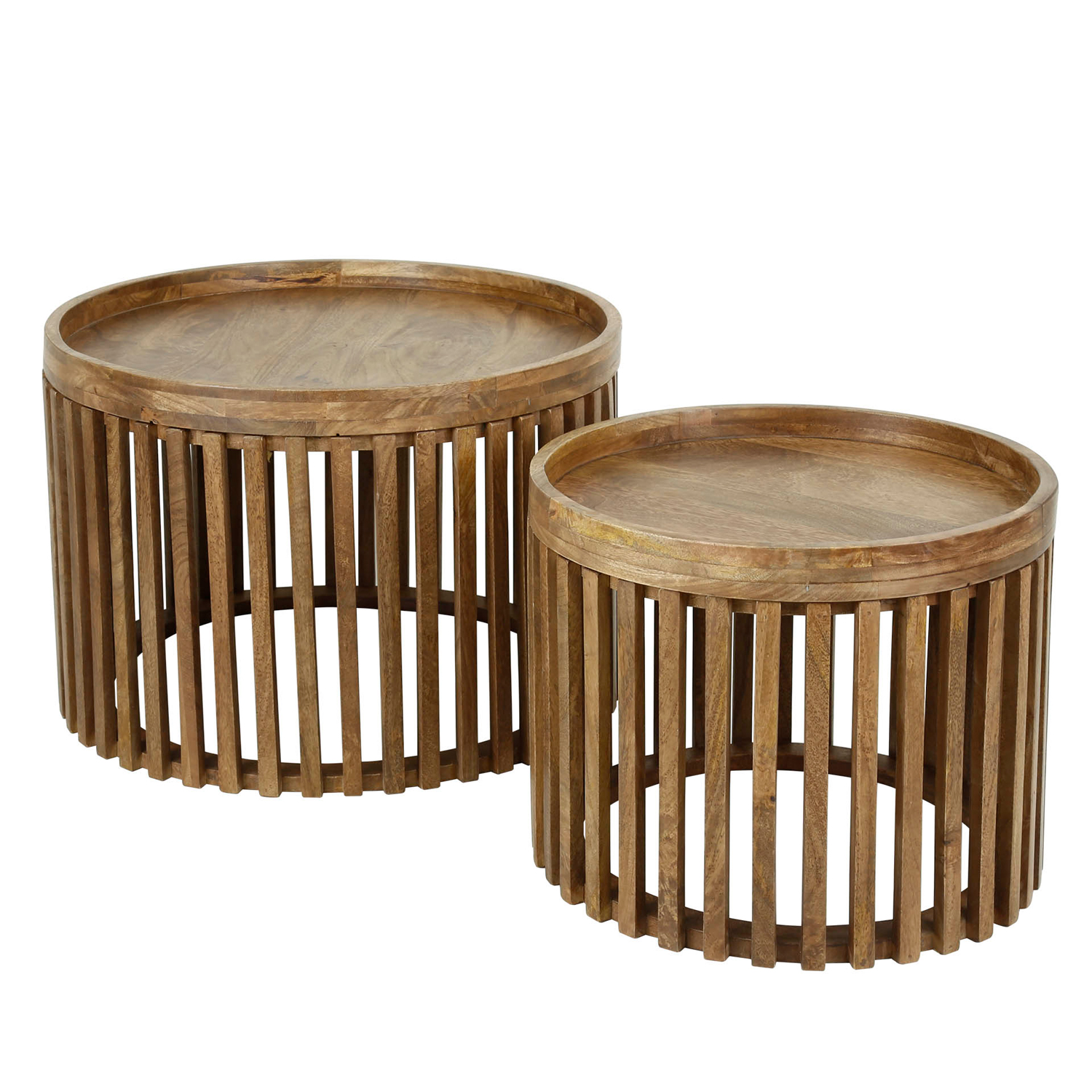 2er Set Beistelltisch rund SUMMER Mango Holz