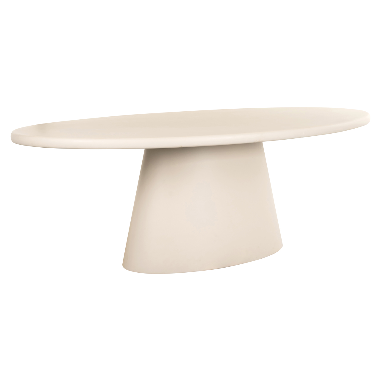 Esstisch CLAYTON 220 cm beige organisch oval mit Säulenfuß  