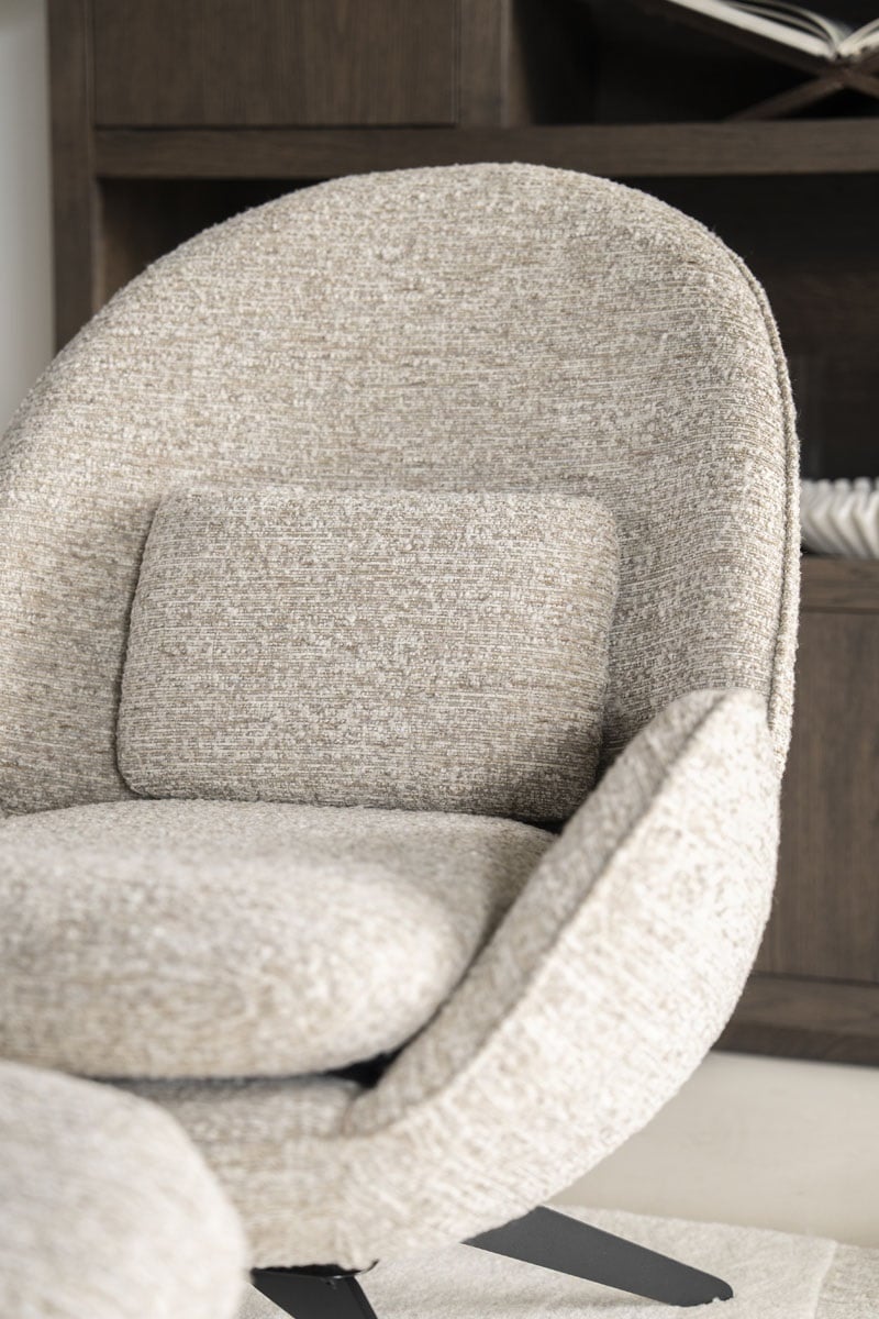 Sessel Ryan Stoff beige mit Hocker Relaxsessel Fernsehsessel