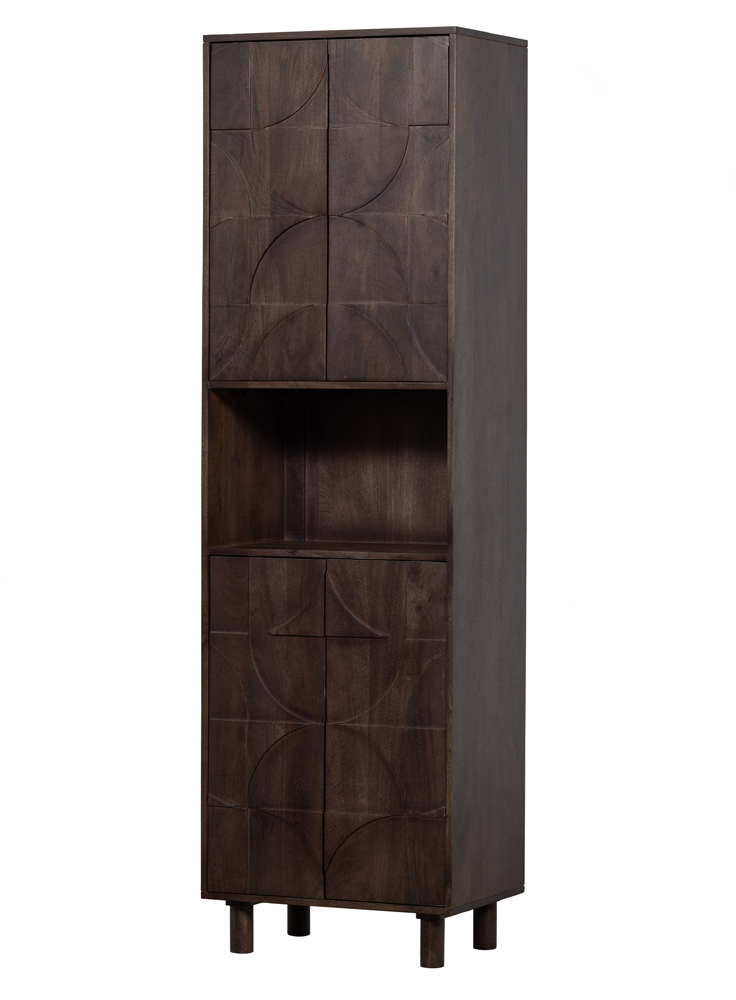 Schrank Draw 4-türig mit offenem Fach Mangholz Nussbaum