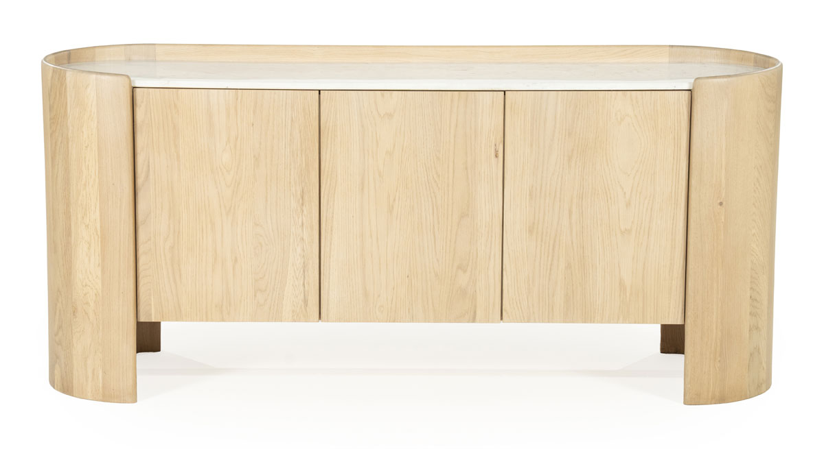 Sideboard Don 165 cm mit 3 Türen Eiche Marmor