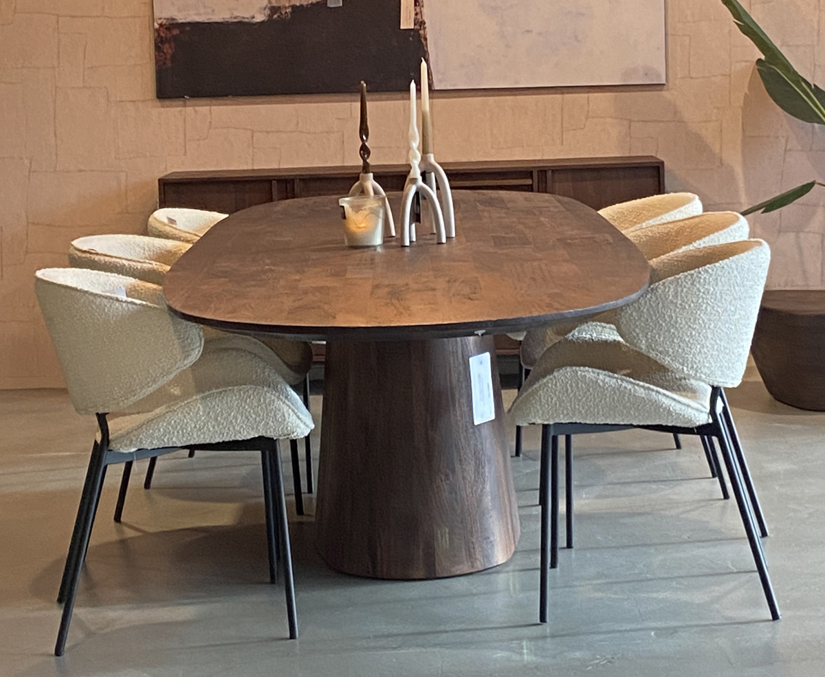 Esstisch ARON 200 cm dänisch oval Mangoholz braun