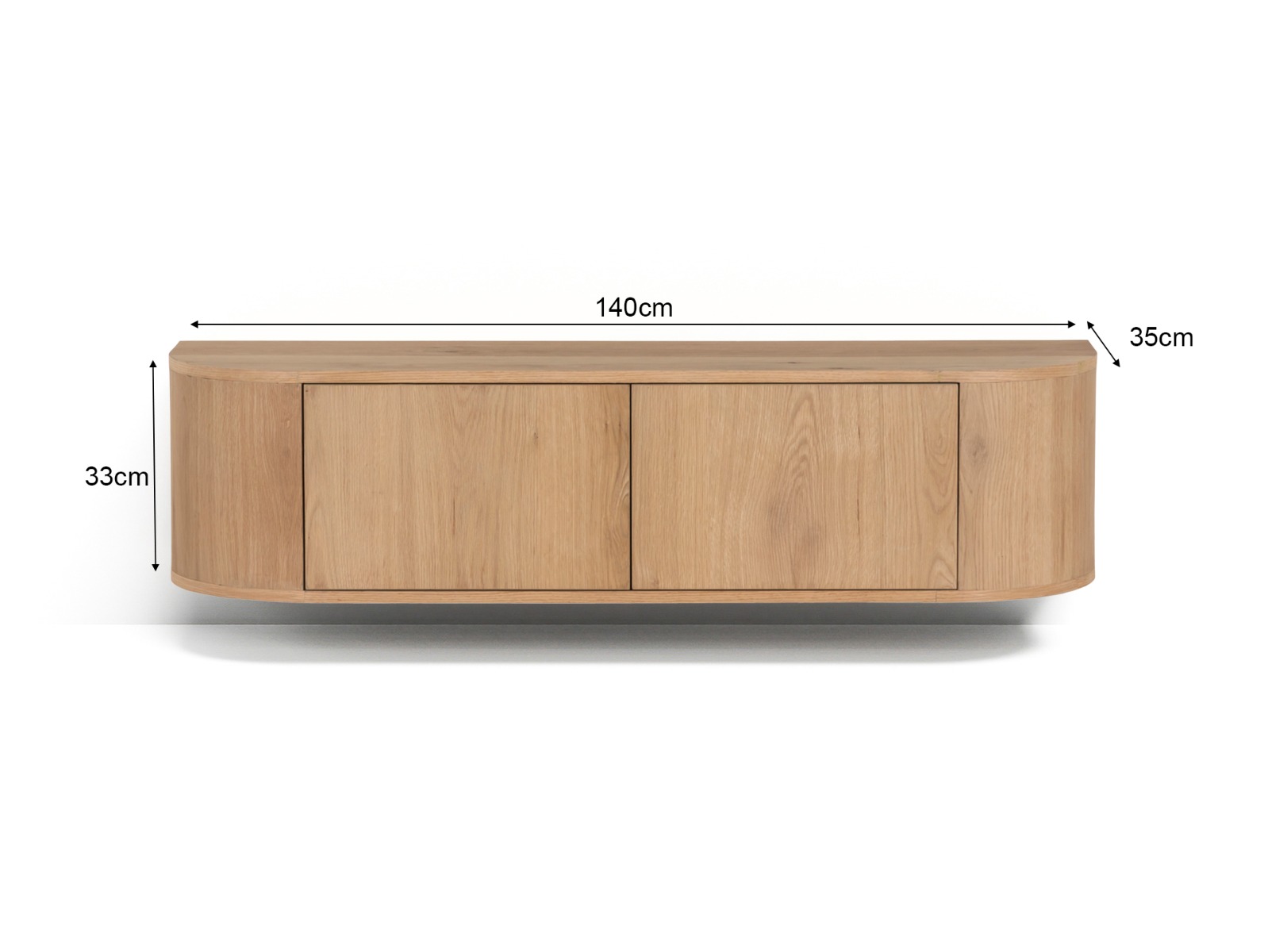 TV Möbel Lowboard Novero 140 cm schwebend Eichenholzfurnier natur Kommode