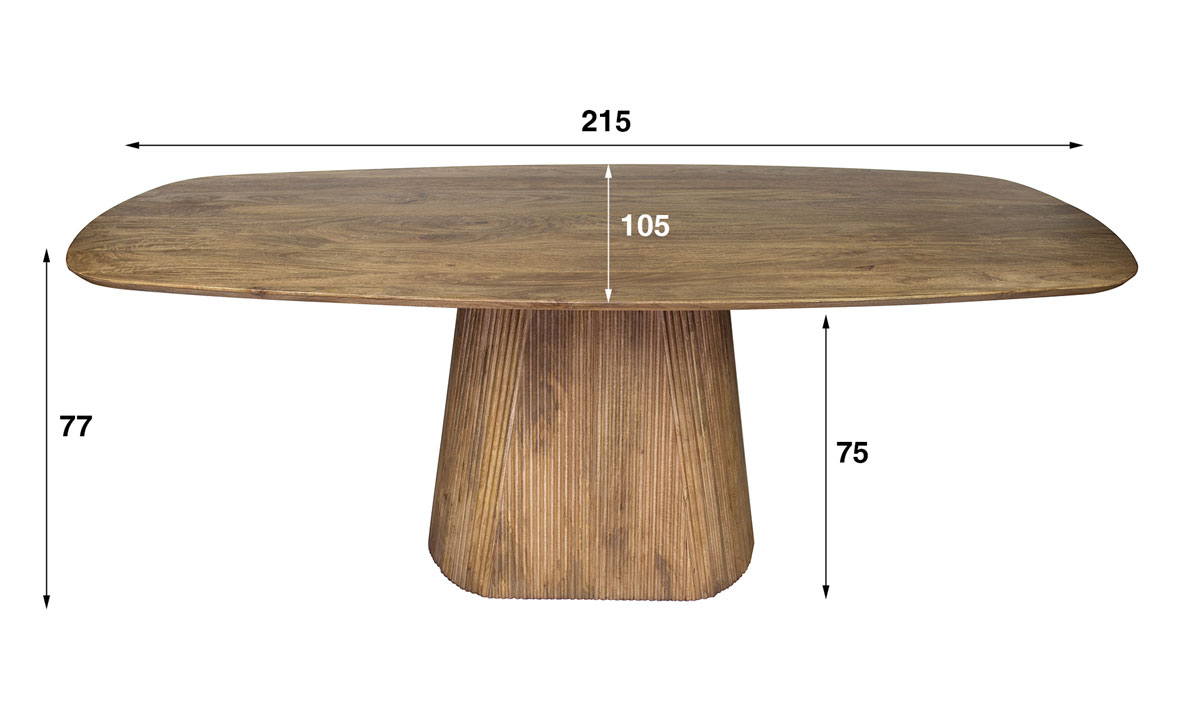 Esstisch Rave oval 215 x 105 cm Mangoholz sandfarben