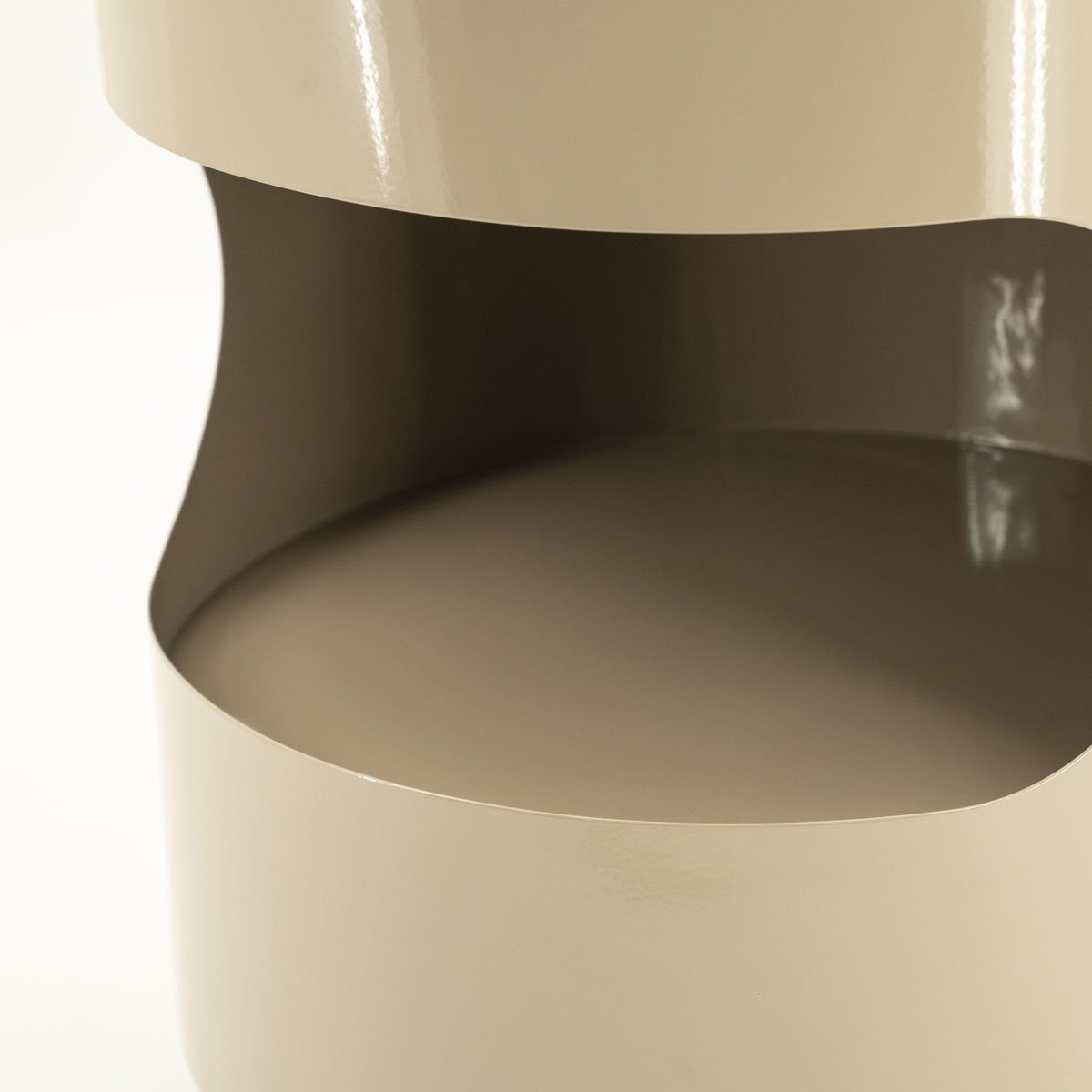 Beistelltisch Tondo Ø 37 cm  mit Fach Metall taupe Eiche Massivholz