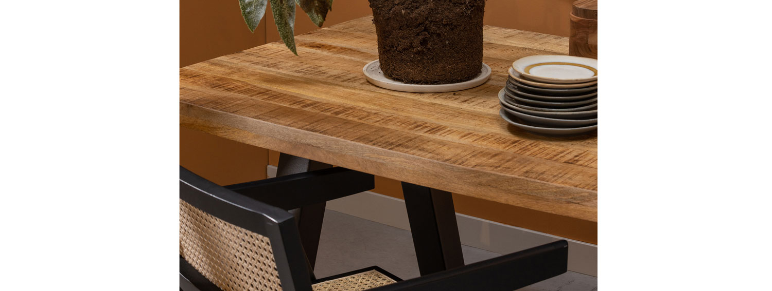 Tischplatte Tablo 180 x 90 cm Mango melange grob gesägt