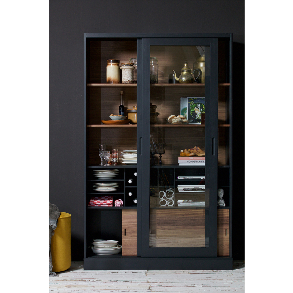 woood Vitrine Schrank James 200 cm schwarz