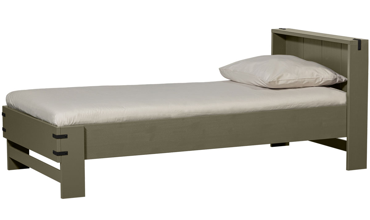 Einzelbett BOBBY waldgrün 200 x 90 cm Kiefer Massivholz Bett