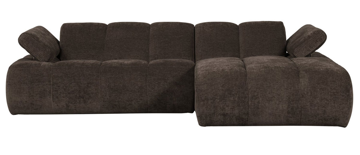 woood Chaiselongue Sofa MOJO rechts gerippter Stoff braun