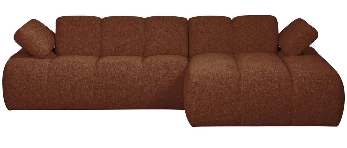 woood Chaiselongue Sofa MOJO rechts Bouclé rostbraun meliert