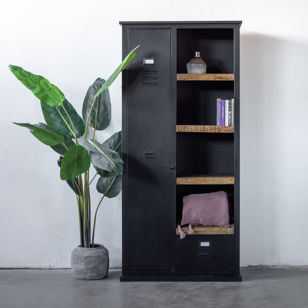 Industrie Metall Schrank Bücherschrank schwarz
