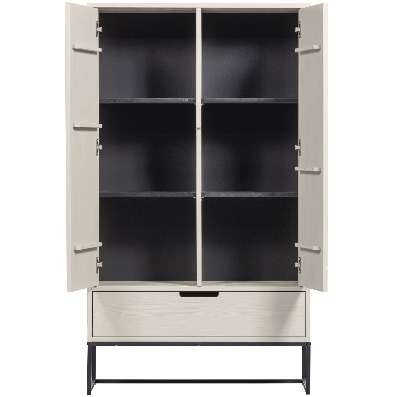 Aufbewahrungsschrank Silas H 149 cm Kiefernholz hellgrau Metall Holzschrank