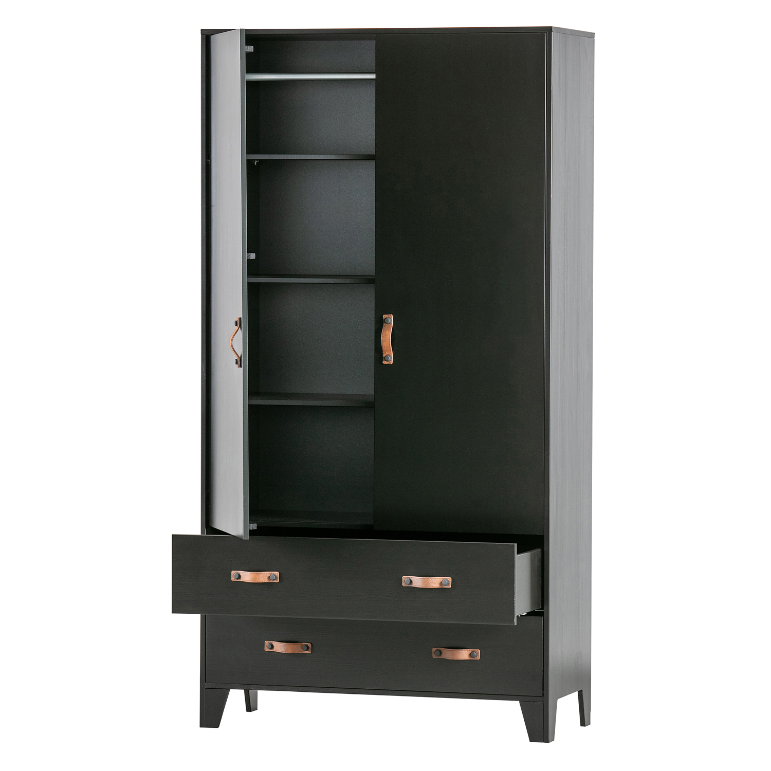Woood Schrank Kleiderschrank Dian H 180 cm Kiefer schwarz