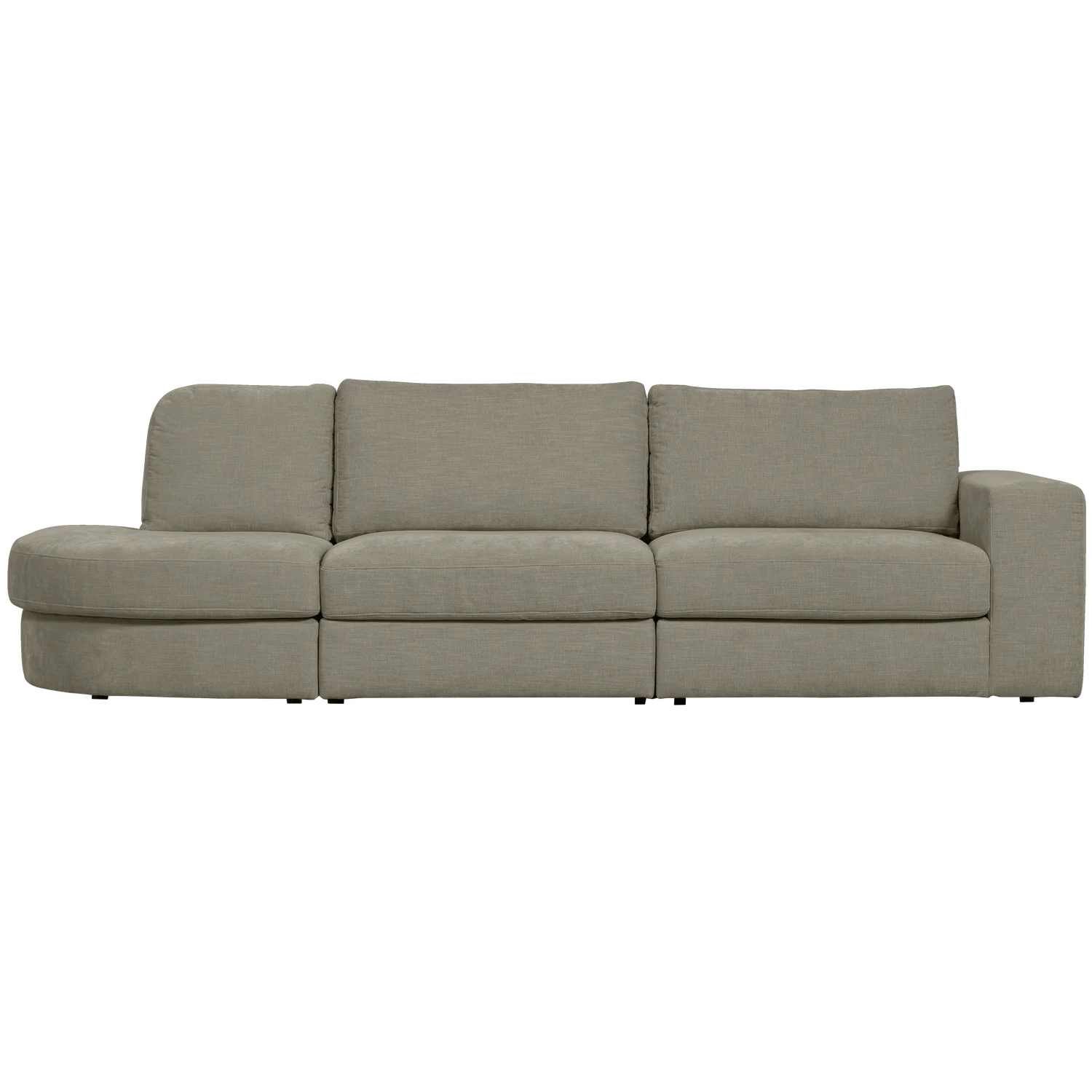2,5 Sitzer Sofa FAMILY Webstoff warmes grau mit Rundung links