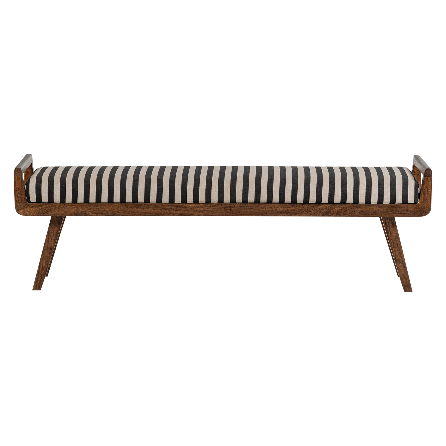 Esstischbank Polsterbank VALO 157 cm Akazienholz Streifenstoff schwarz weiß