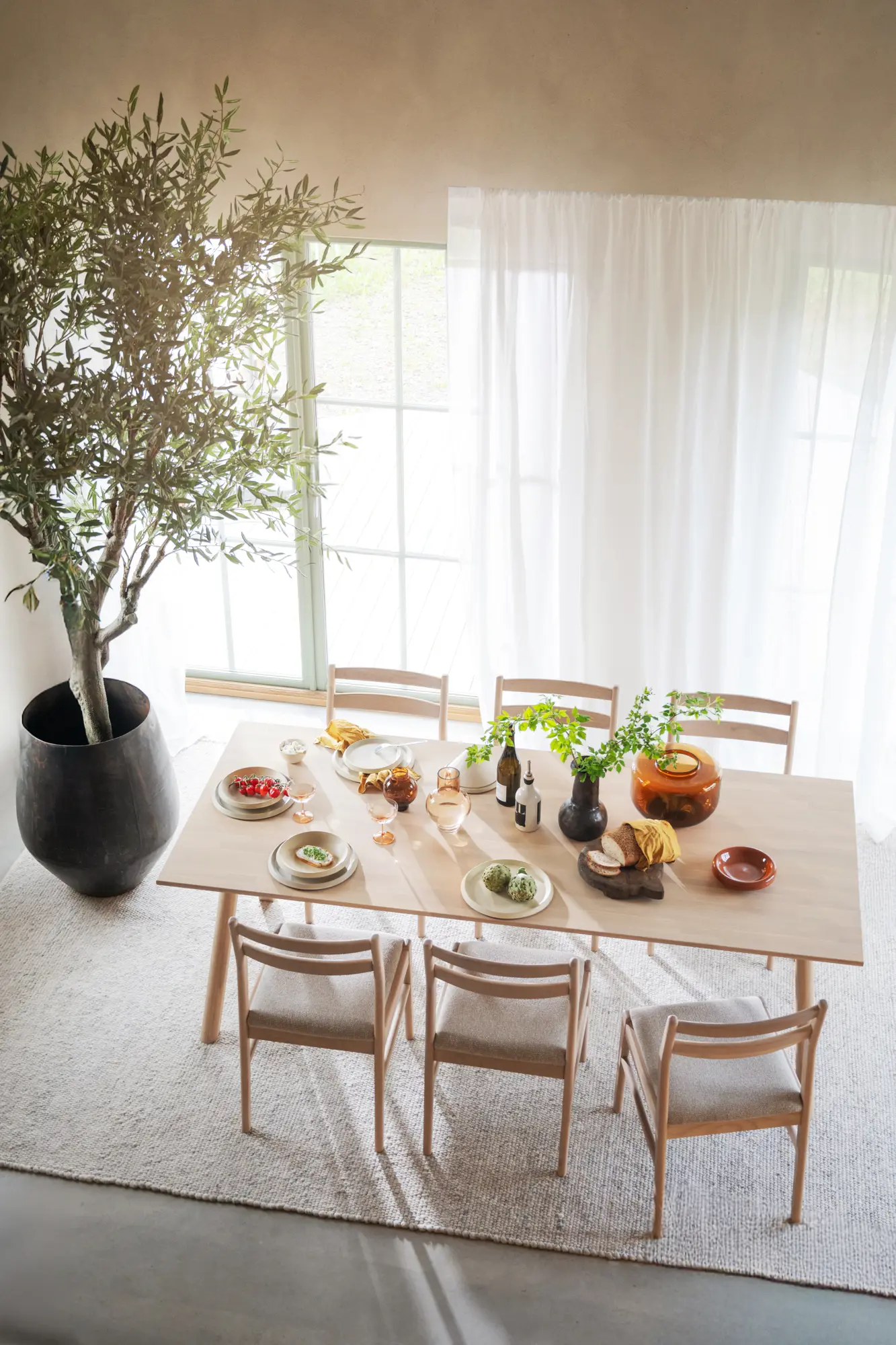 Esstisch LAPPERON 220 x 95 cm Eiche white wash verlängerbar 310 cm