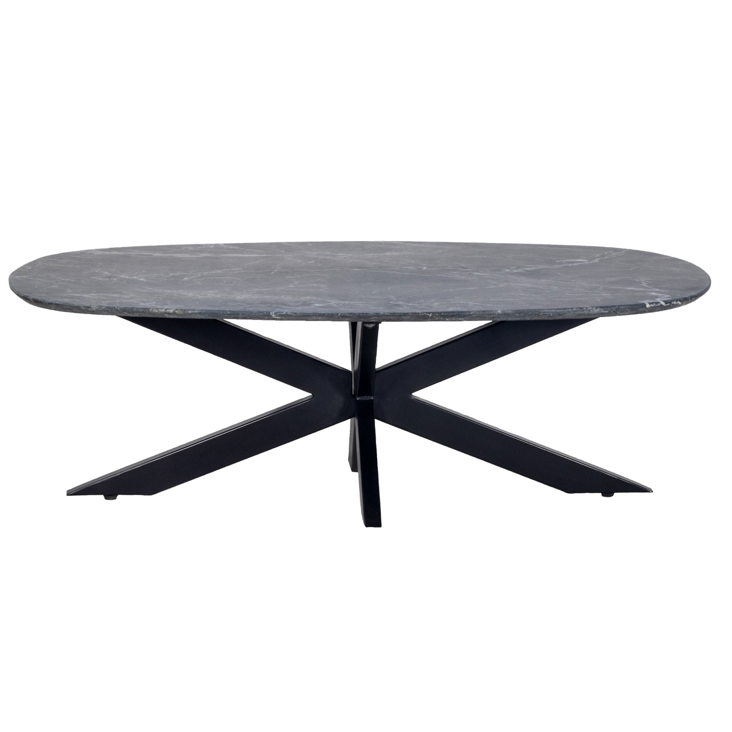 Couchtisch BEN oval 120 x 70 cm Marmor schwarz