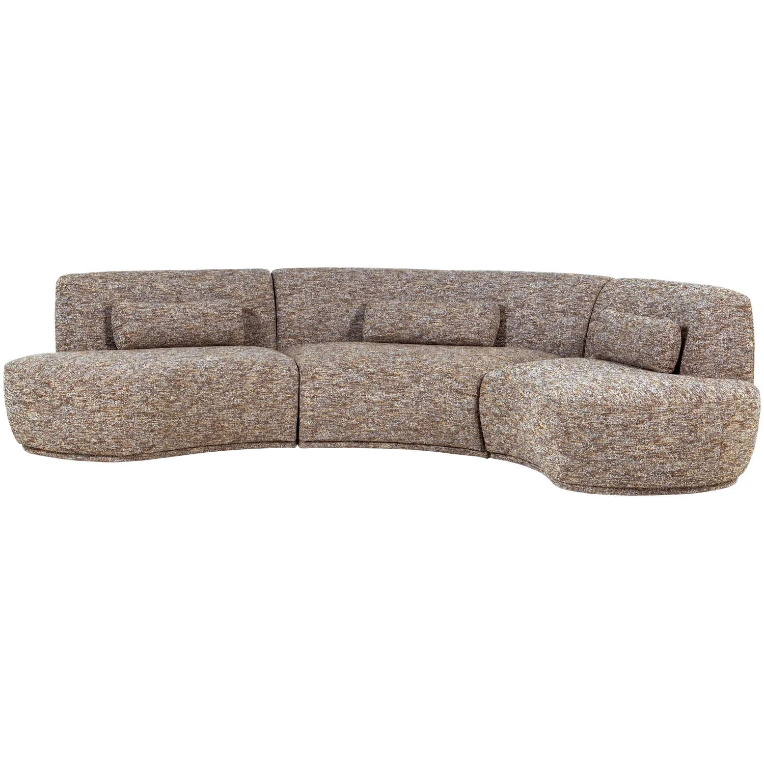 6 Sitzer Sofa BATAVIER halbrund Webstoff Melange hellbraun