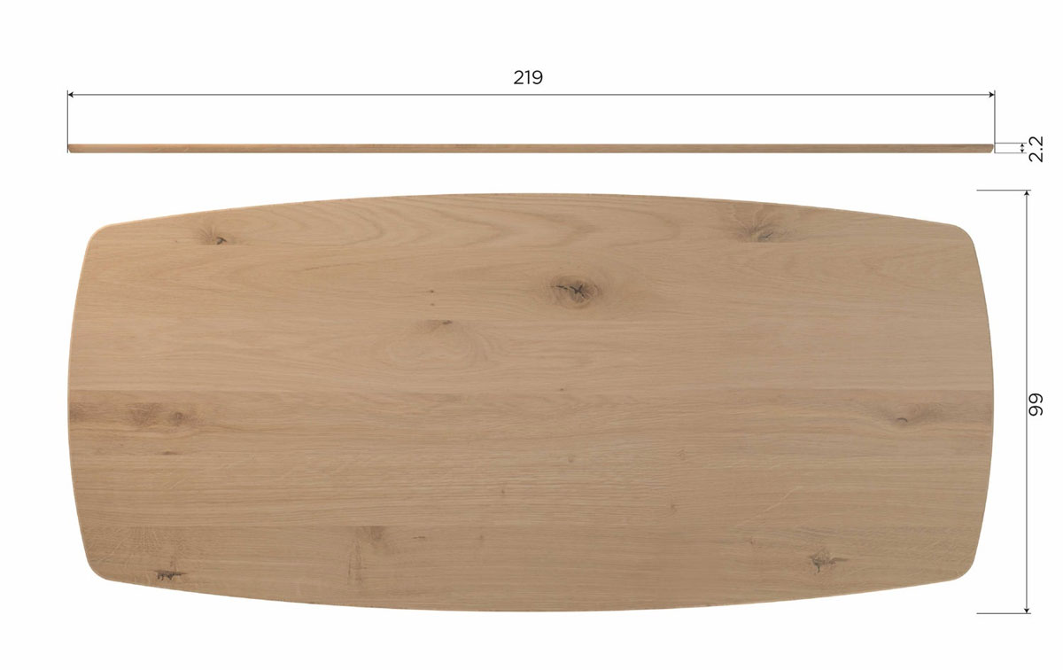 Esstisch DÄNISCH 220 x 100 cm oval Eiche massiv