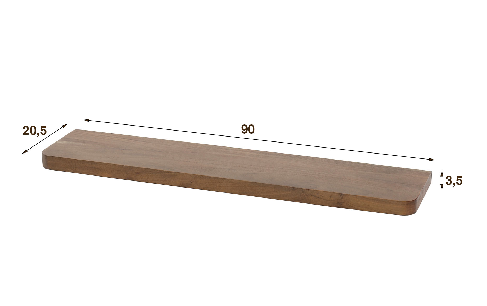 Wandregal Soul 90 cm Akazie Massivholz braun Regal