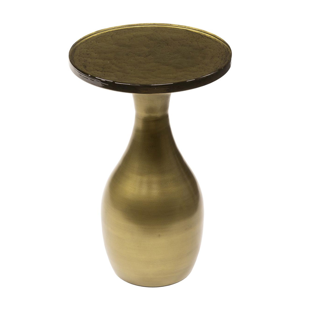 Beistelltisch Drop Ellipse S Metall Glas Gold antik Finish