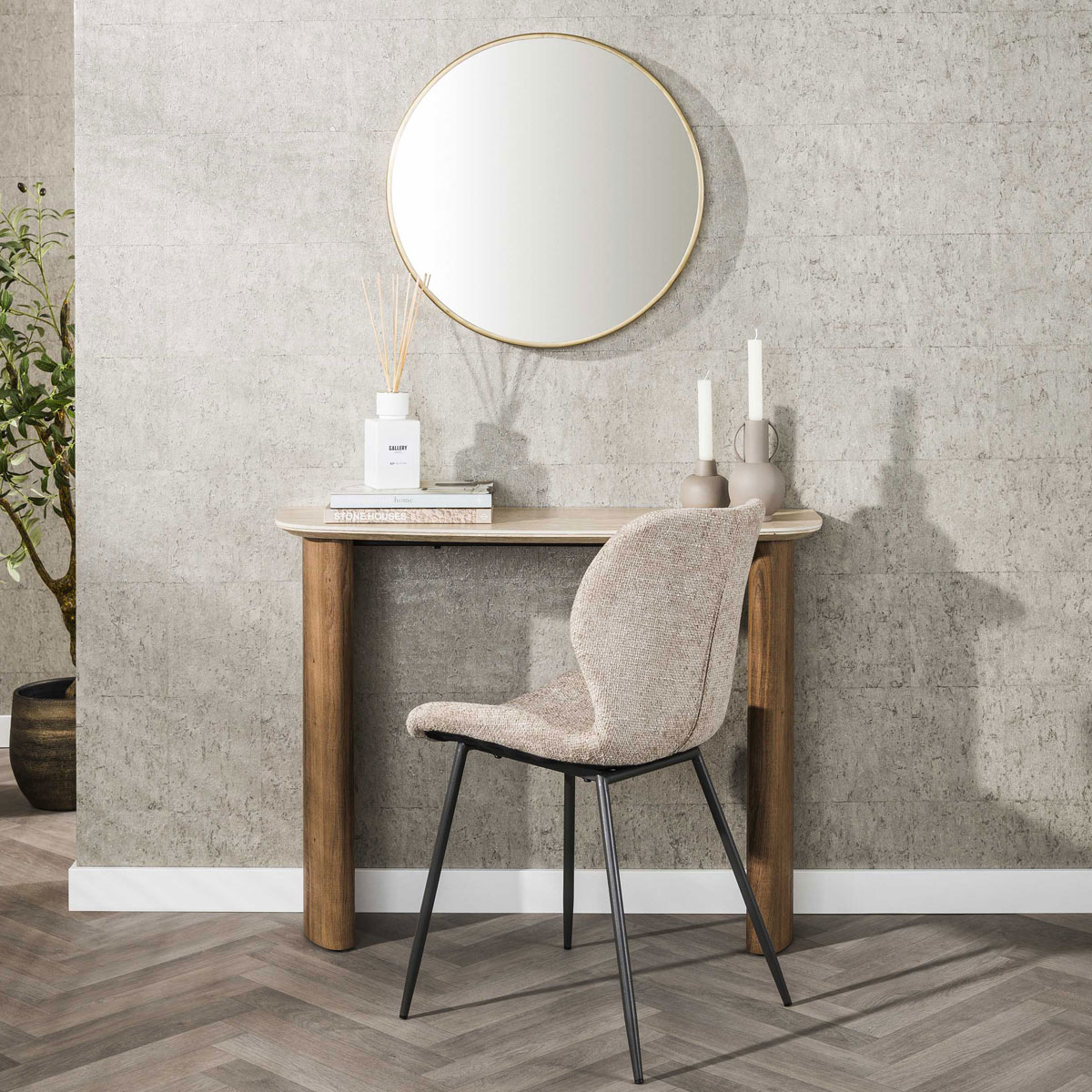 Schminktisch Konsolentisch FLORENZO 100 cm Keramikplatte Eichenoptik