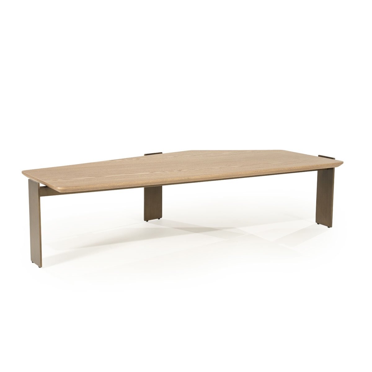 Couchtisch Robert 150 x 70 cm Eschenholz Furnier braun Metall