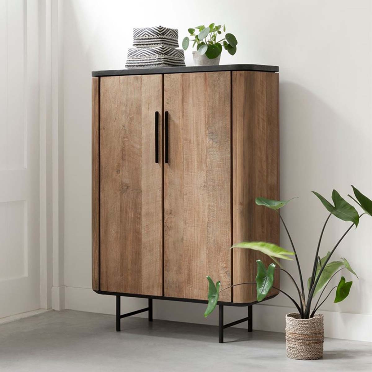 Highboard Soho H 130 cm recyceltes Teakholz Mortex Schrank