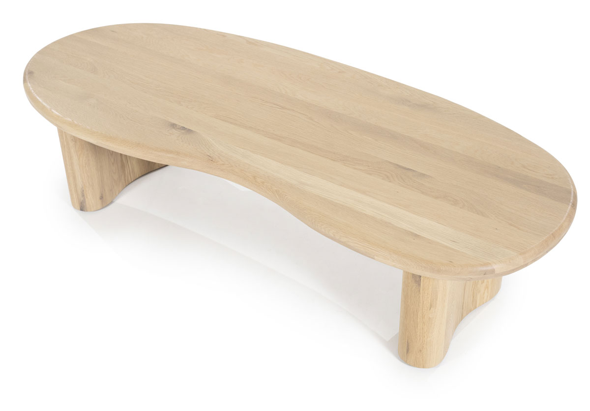 Couchtisch Josh 140 x 60 cm organische Form Eiche Holz Furnier hellbraun