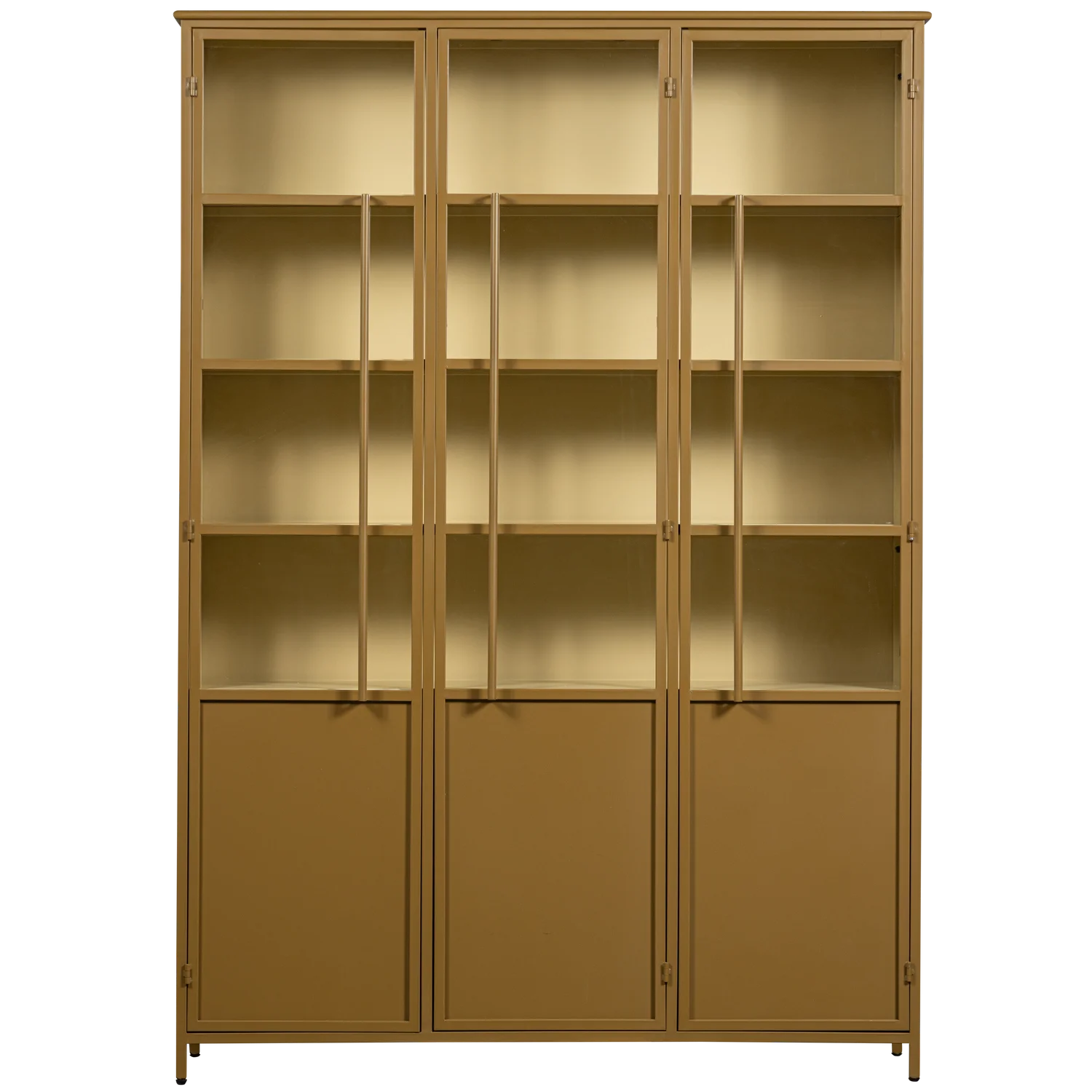 Vitrine Schrank EXHIBIT XL 3-türig Metall matt honiggelb