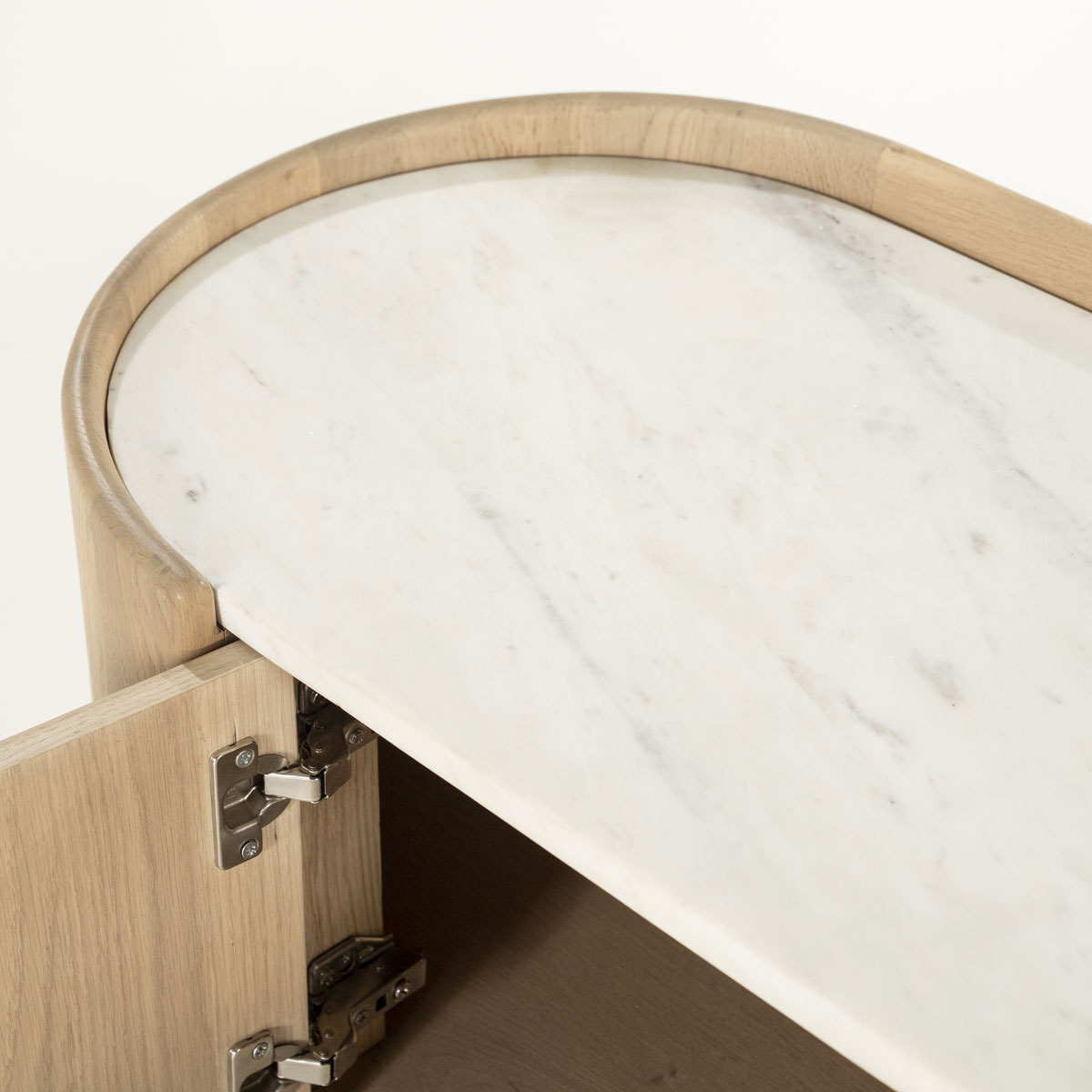 TV Möbel Lowboard Don 240 cm Eiche Holz hellbraun Marmor