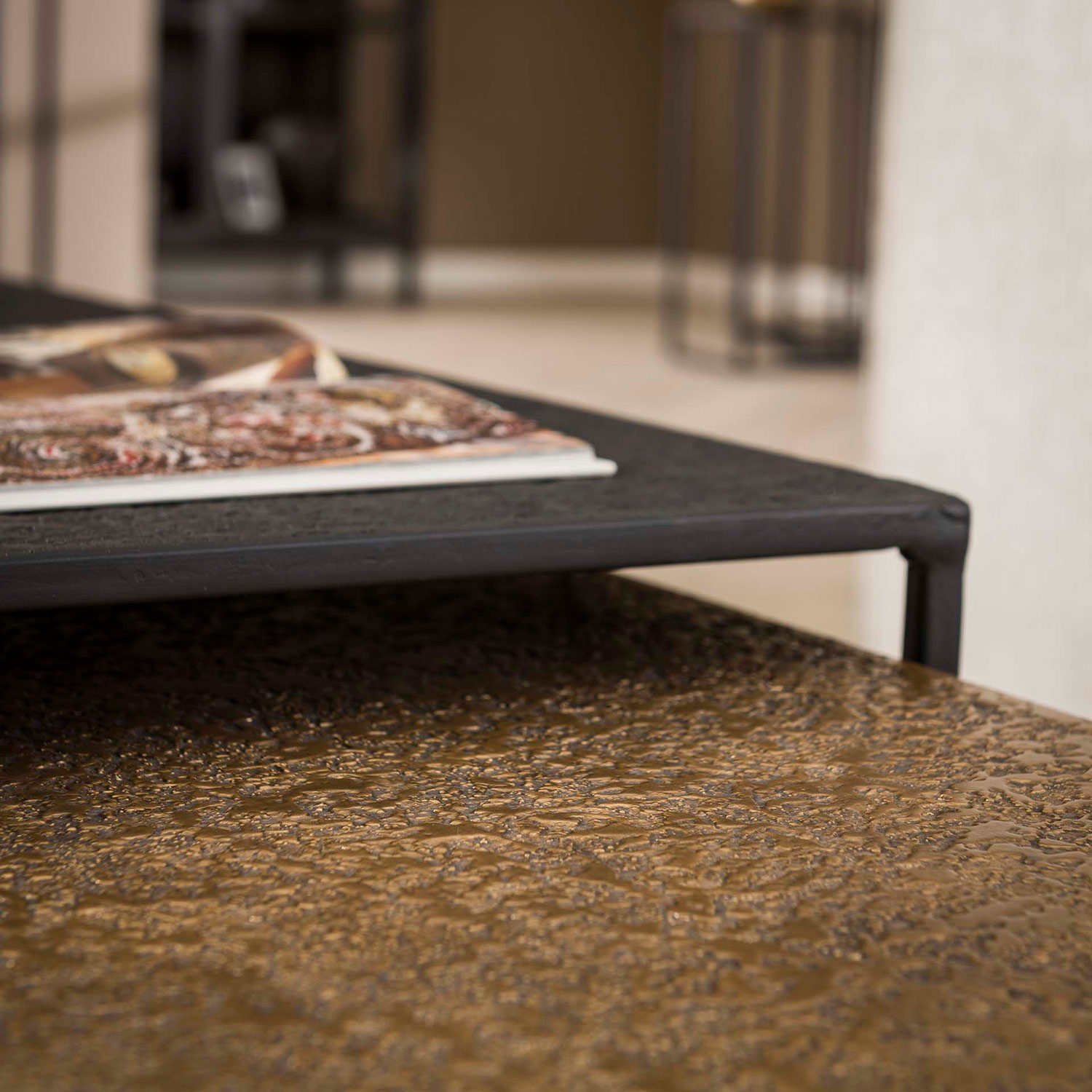 14286_02 2er Couchtisch Set Metall antikbronze schwarz Tischset Beistelltische