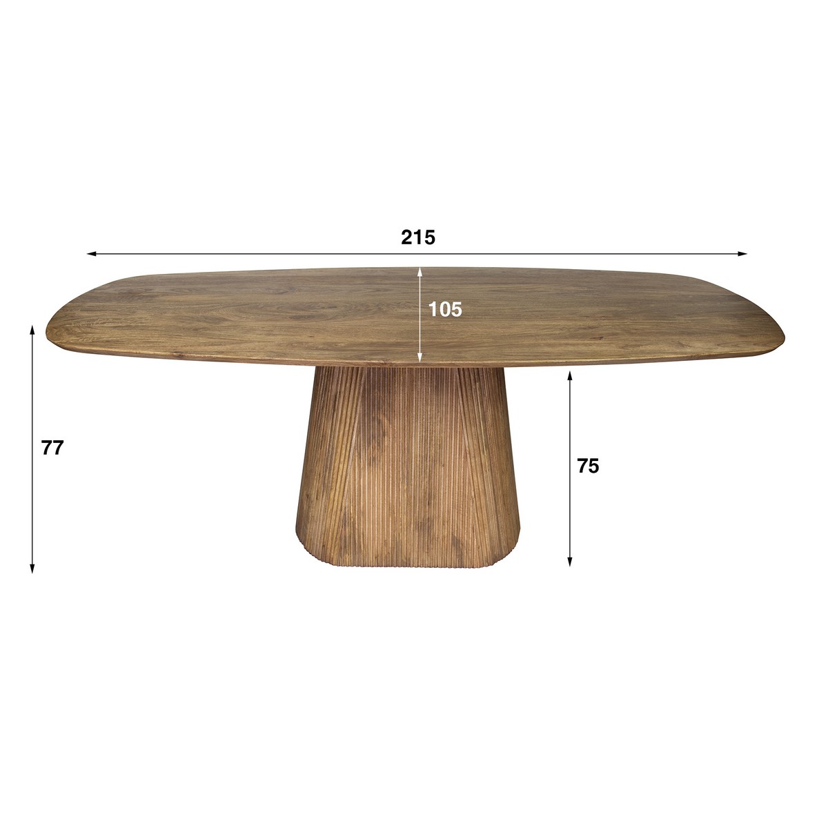 Esstisch ELEANO oval 215 × 105 cm aus Mangoholz Natur