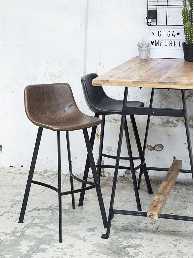 Industrie Barhocker Hugo braun SH 63 cm