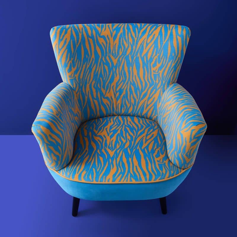 Sessel Zebra blau Polstersessel Fernsehsessel