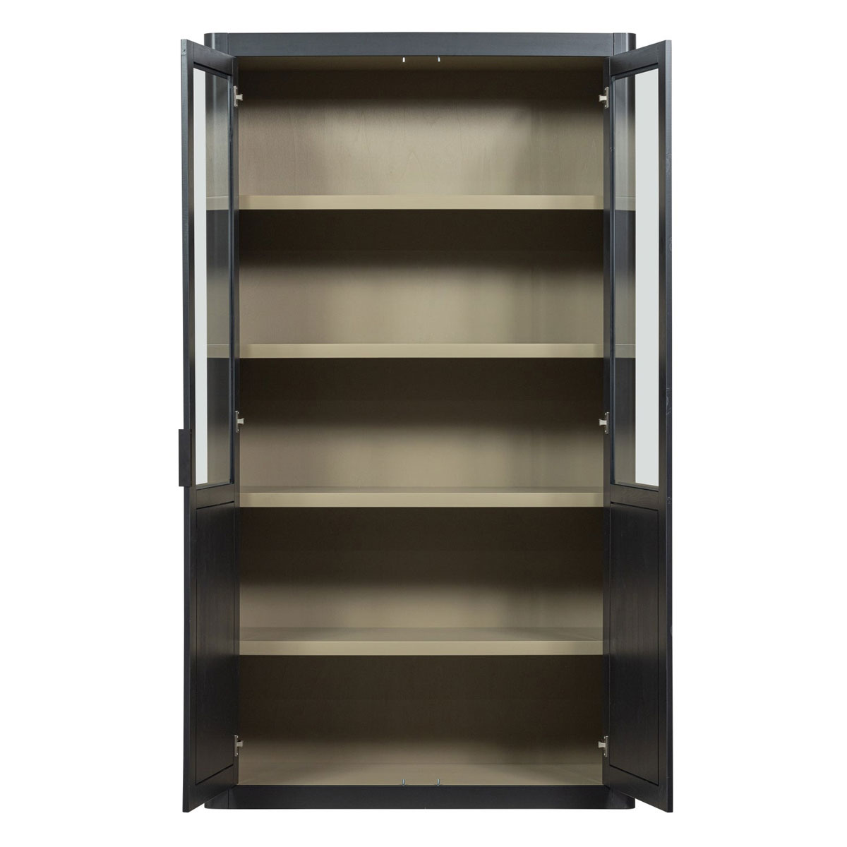 woood Vitrinenschrank GUNNAR Schrank Holzschrank Kiefernholz mattschwarz