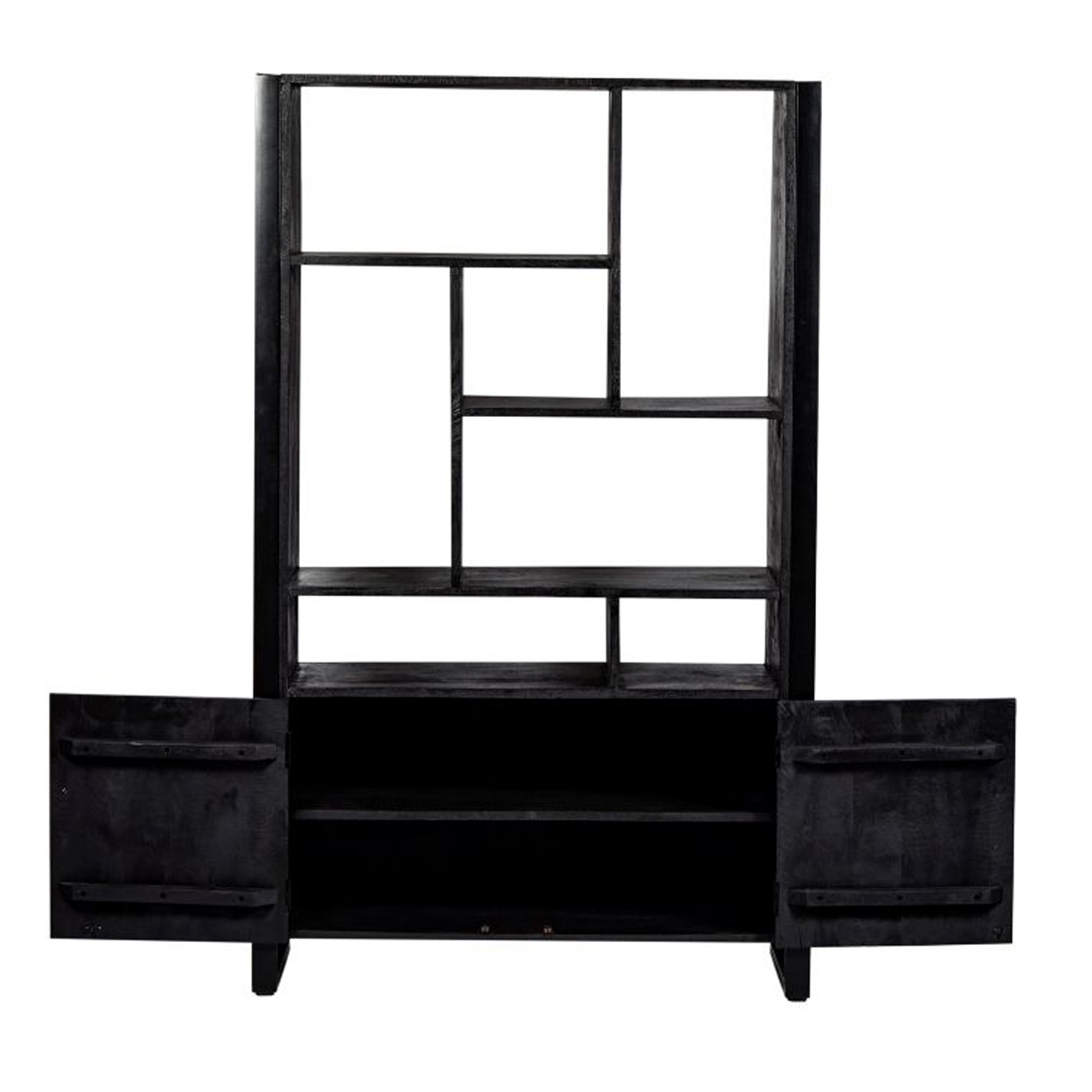 Regal Schrank Norris B 110 cm Mangoholz massiv schwarz