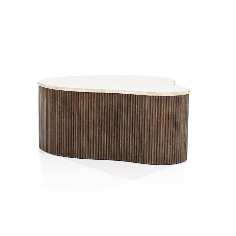 Couchtisch BARI 83 cm Mangoholz Naturstein organisch