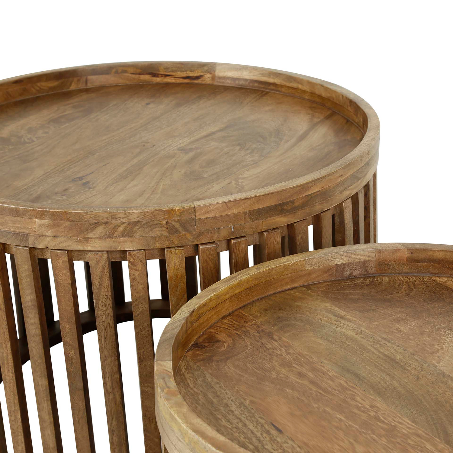 2er Set Beistelltisch rund SUMMER Mango Holz