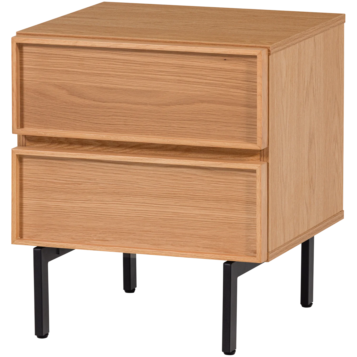 Nachtschränkchen TOURS H 51 cm mit 2 Schublade MDF Melamin beschichtet natur