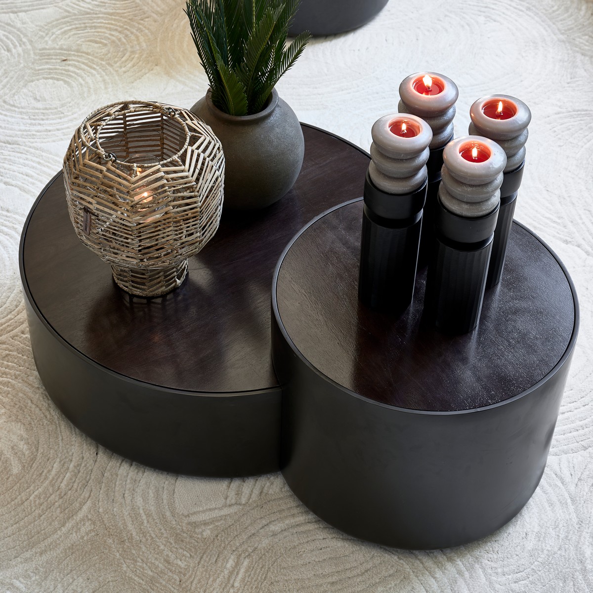 Rivièra Maison Couchtisch Hollywood Hills Schwarz – Set aus 2 Tischen  